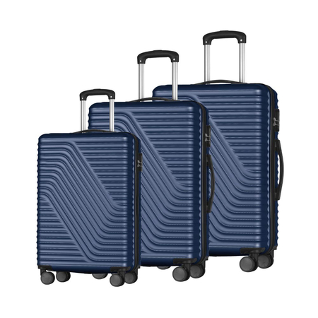 Σετ βαλίτσες 3 τεμαχίων Μπλε με 4 διπλές ρόδες πολλαπλών κατευθύνσεων (360°)